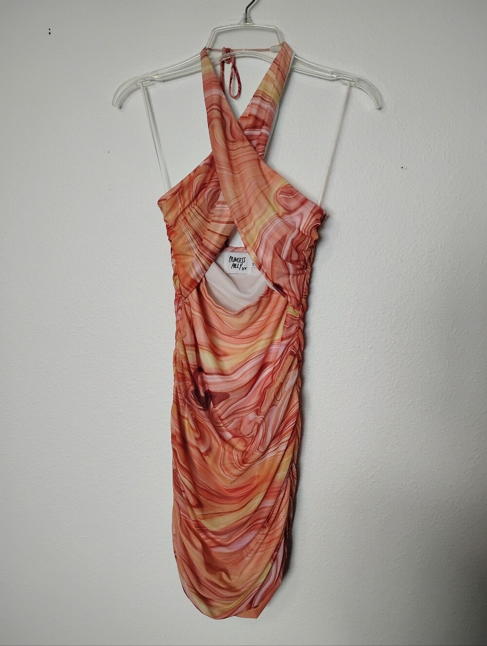 Princess Polly Abstract  Marble Swirl Halter Mini Dress Prom Special Occasion